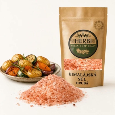 Herbi Himálajská sůl hrubá růžová přírodní sůl do mlýnků a na gril 500 g
