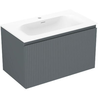 Mexen Rivel шкаф за баня 80 см с мивка Vela, 1 чекмедже, релефен, графит мат/бял мат - 91A20-08047-1-BF66-W23M01 (91A20-08047-1-BF66-W23M01)