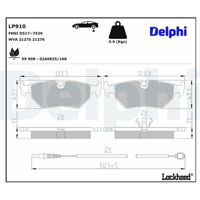 Sada brzdových platničiek kotúčovej brzdy DELPHI LP910