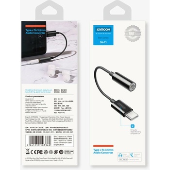 Joyroom adaptér 3.5 mm jack / USB-C čierny SH-C1