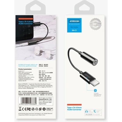 Joyroom adaptér 3.5 mm jack / USB-C čierny SH-C1