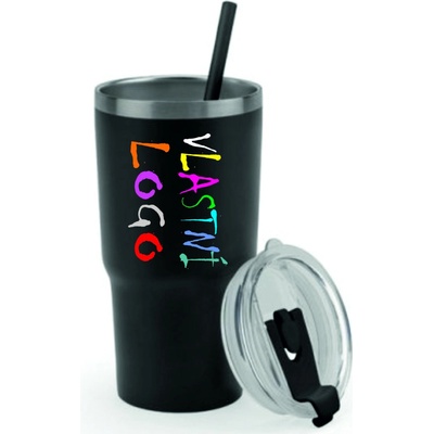 On Design Cestovní hrnek z nerezové oceli JOYNER M s potiskem černá 600 ml