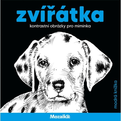 Moziaka - kontrastní obrázky pro miminka - Zvířátka - modrý sešit