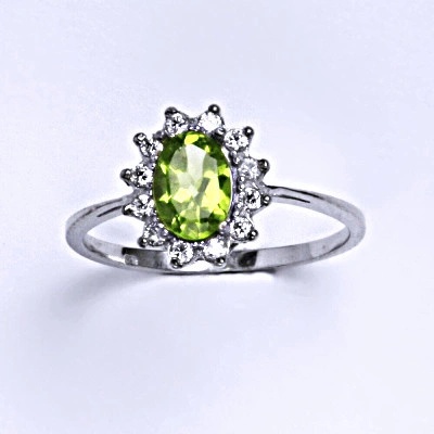 Čištín stříbrný Kate přírodní olivín čiré zirkony T 1480