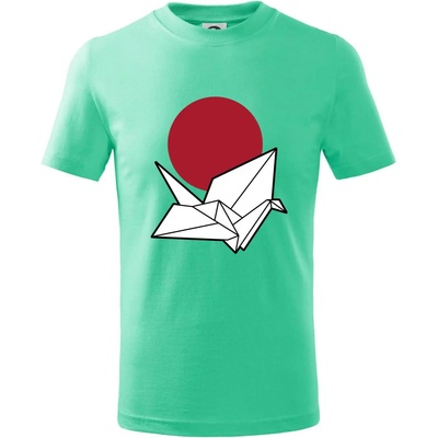 Japan culture origami tričko detské mätová