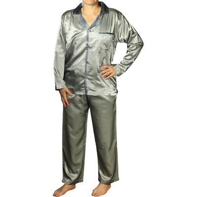 Guante Satin pánské pyžamo kockované K150814 šedá