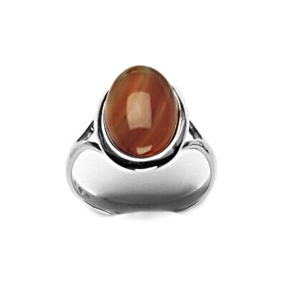 Čištín Zlatý prsten přírodní světlý karneol bílé zlato T 1454 m