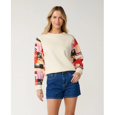 Rip Curl PARTY WAVE CREW SLV PRINTED Off White