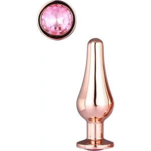 DreamToys Метален анален разширител с розов кристал Rose Gold S