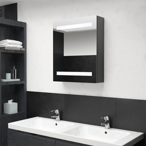 vidaXL LED шкаф с огледало за баня, сив, 50x14x60 см (326482)