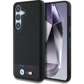 BMW Кожен калъф MagSafe Tricolor Stripe BMW за Samsung Galaxy S25 - черен (3666339448790)