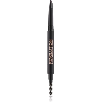Makeup Revolution Duo Brow Definer прецизен молив за вежди цвят Dark Brown 0.15 гр