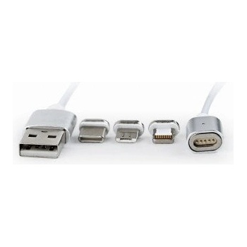kábel z USB na lightning Apple iPhone USB 3.1 typ C micro USB, magnetické koncovky, 1m, strieborný, CABLEXPERT