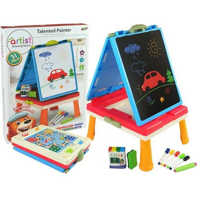 Lean Toys Magnetická tabuľa 3 v 1 modrý stôl na hry