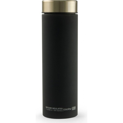 Asobu Двустенна термо бутилка с вакуумна изолация le baton - 500 мл - черна/злато (asobu - lb17 gold)