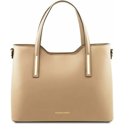 Tuscany Leather kožená shopper kabelka Olimpia Champagne
