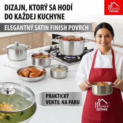 MagicHome Panvica Chloe 28 cm 4 lit.,so sklenenou pokrievkou nerez
