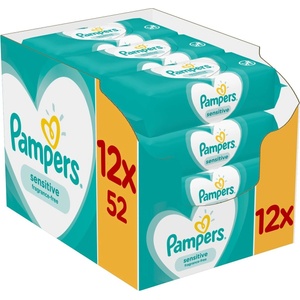 Pampers Sensitive кърпи 12 x 52 броя - topcho-online
