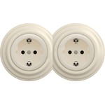 Kliklap - Двоен ретро контакт за дома с рамка SCHUKO 230V/16A бежов (KA0135C)