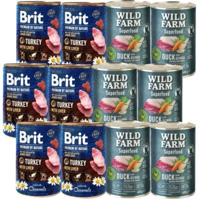 Brit Premium by Nature Junior - пуйка с черен дроб, 6х400г + Wild Farm Superfood - патица, 6х400г