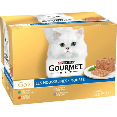 Gourmet 48x85г Gourmet Gold Paté за котки, - смесена опаковка: заешко, телешко, говеждо, агнешко