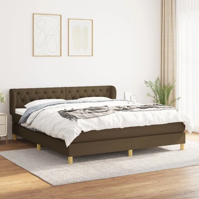 vidaXL Боксспринг легло с матрак, тъмнокафяво, 160x200 см, плат (3127056)