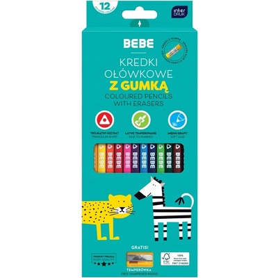 nterdruk Bebe Kids farbičky s gumou 12 farieb 357519