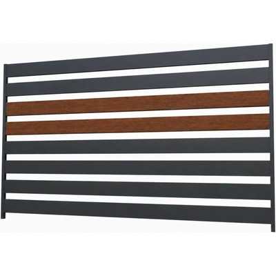 Sada pro výrobu hliníkového plotového pole 2 x 1,2 m, lamely 100x16 mm, antracit RAL7016 a dřevodekor TEPIRA, se strukturou