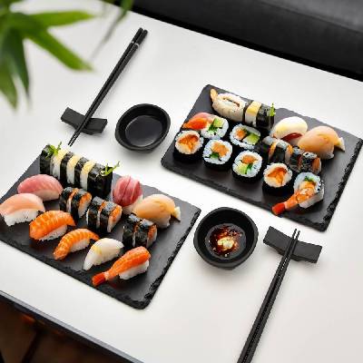 Sushi set na pripravu (vyrobu) sushi - Kit pre 2 osoby (misky + taniere + paličky)