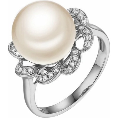 Eppi zlatý romantický prsten s tělovou perlou a diamanty Qiana R34247