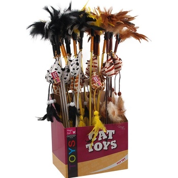 Magic Cat šidítko myška s pírky bavlna s catnip 20 + 46 cm