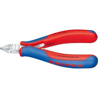 KNIPEX - Štípací kleště boční - 115mm, pro elektroniku, špičaté mini čelisti, s malou fazetou, dvousložkové rukojeti (7772115)