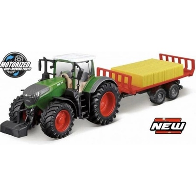Bburago farmářský traktor na setrvačník s vlečkou a senem Fendt 1050 Vario 10 cm