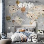 Art Gift Decor Фототапет Карта на Света - Животни и Балони (Български Език)