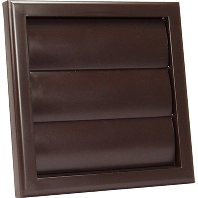 Dalap Кафява вентилационна PVC решетка с гравитационни жалузи 154x154 мм и фланец Ø 100 мм (8681)