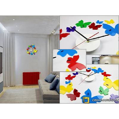 Moderné nástenné hodiny Rainbow Butterflies