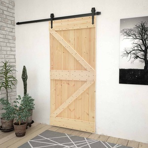 vidaXL Преплъзваща се врата 100 x 210 cm Масивна борова дървесина (3444865)