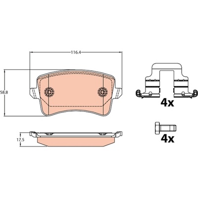 Sada brzdových platničiek, vždy 4 kusy v sade TRW GDB2107