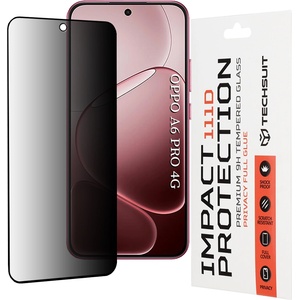 Techsuit Стъклен протектор за Oppo A6 Pro 4G / 5G - Techsuit 111D Privacy Full Glue - Черен