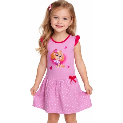 Setino Dívčí šaty TLAPKOVÁ PATROLA SKYE se srdíčky růžové světlé – Zboží Mobilmania