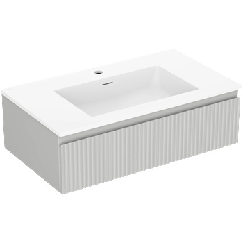 Mexen Rivel шкаф за баня 80 см с мивка Otis, 1 чекмедже, рифелован, сив мат/бял мат - 91A20-08023-1-BF62-W18M01 (91A20-08023-1-BF62-W18M01)