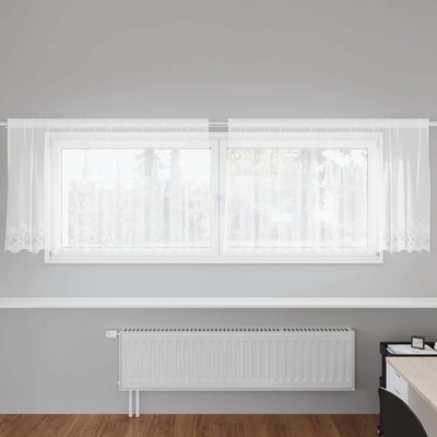 vidaXL Перде от дантела С завеси Флорален Бяло 120 x 300 cm Полиестер (4107776)