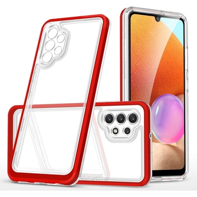 HQWear Прозрачен кейс 3в1 за Samsung Galaxy A32 5G с гел рамка, червен (9145576242711)