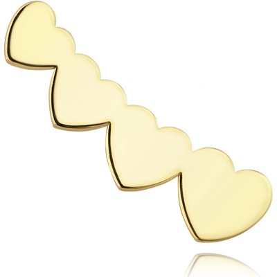 Šperky Eshop Zlatá náušnice 14K do pravého ucha se čtyřmi srdíčky S5GG256.96