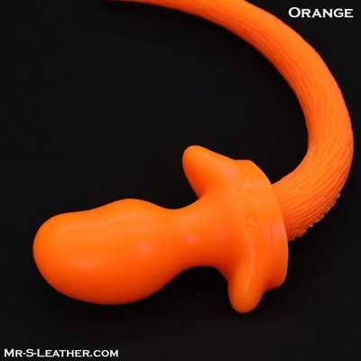 Mr. S Leather Puppy Tail from Oxballs Orange, silikónový análny kolík psí chvost 9,8 x 3,2–5,4 cm