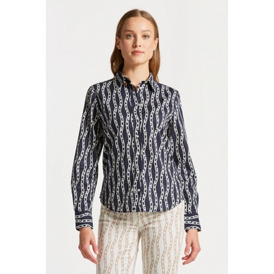 Gant REG CHAIN PRINT COTTON VOILE SHIRT modrá