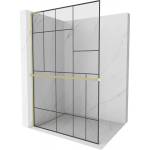 Mexen Kioto+ L душ екран с рафт Walk-in 110 x 200 см, черен десен, злато четка - 800-110-123-55-78 (800-110-123-55-78)