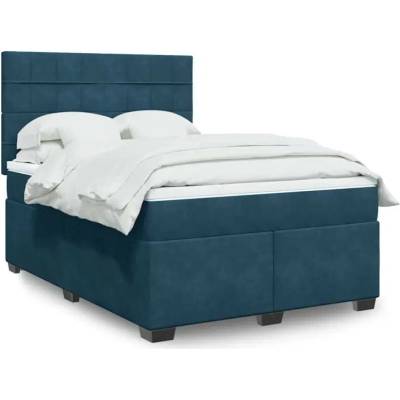 vidaXL 11461.3293210 Boxspring postel s matrací modrá samet