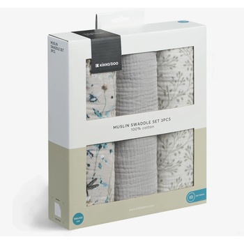 KikkaBoo Комплект 3 бр муселинови пелени 100х100см - Dreamy Fields Grey (31103010112)