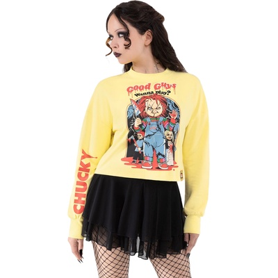 KILLSTAR дамски суичър (топ) KILLSTAR x CHUCKY - My Friends Call Me. . . Chucky - Жълт - KSRA011070